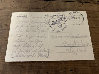 WWII German Engelmann Family Feldpost & Postcard Archive-Burgstadt Saxony 1940-1942-Military Unit Stamps