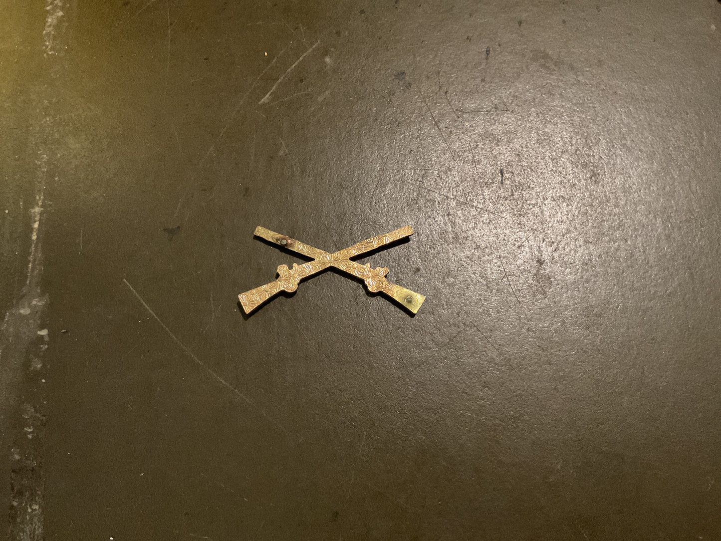 WWII US Officers Cross Flintock Insignia Pin Snowflake Back