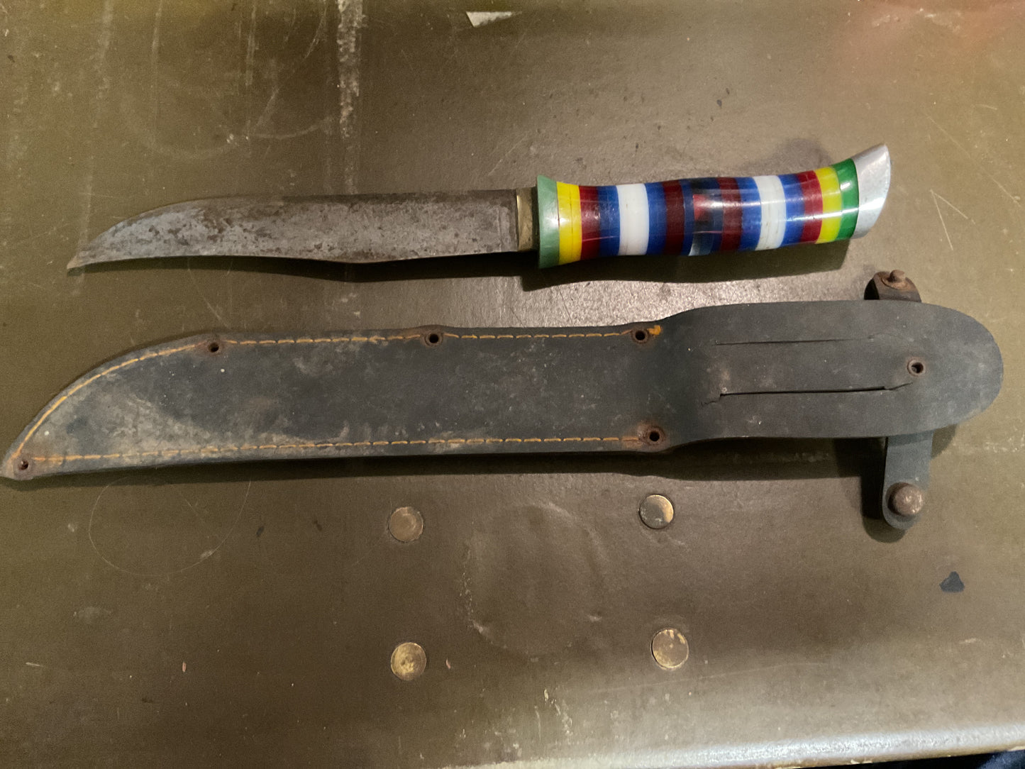 WWII Theatre Knife multi color handle
