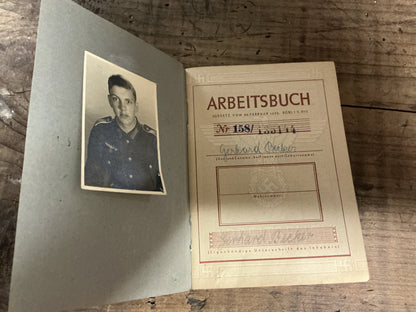 Original WWII German Third Reich Arbeitsbuch & Portrait Photo-Named Deutsche Reichsbahn Worker, Gerhard Becker-1944 Issue