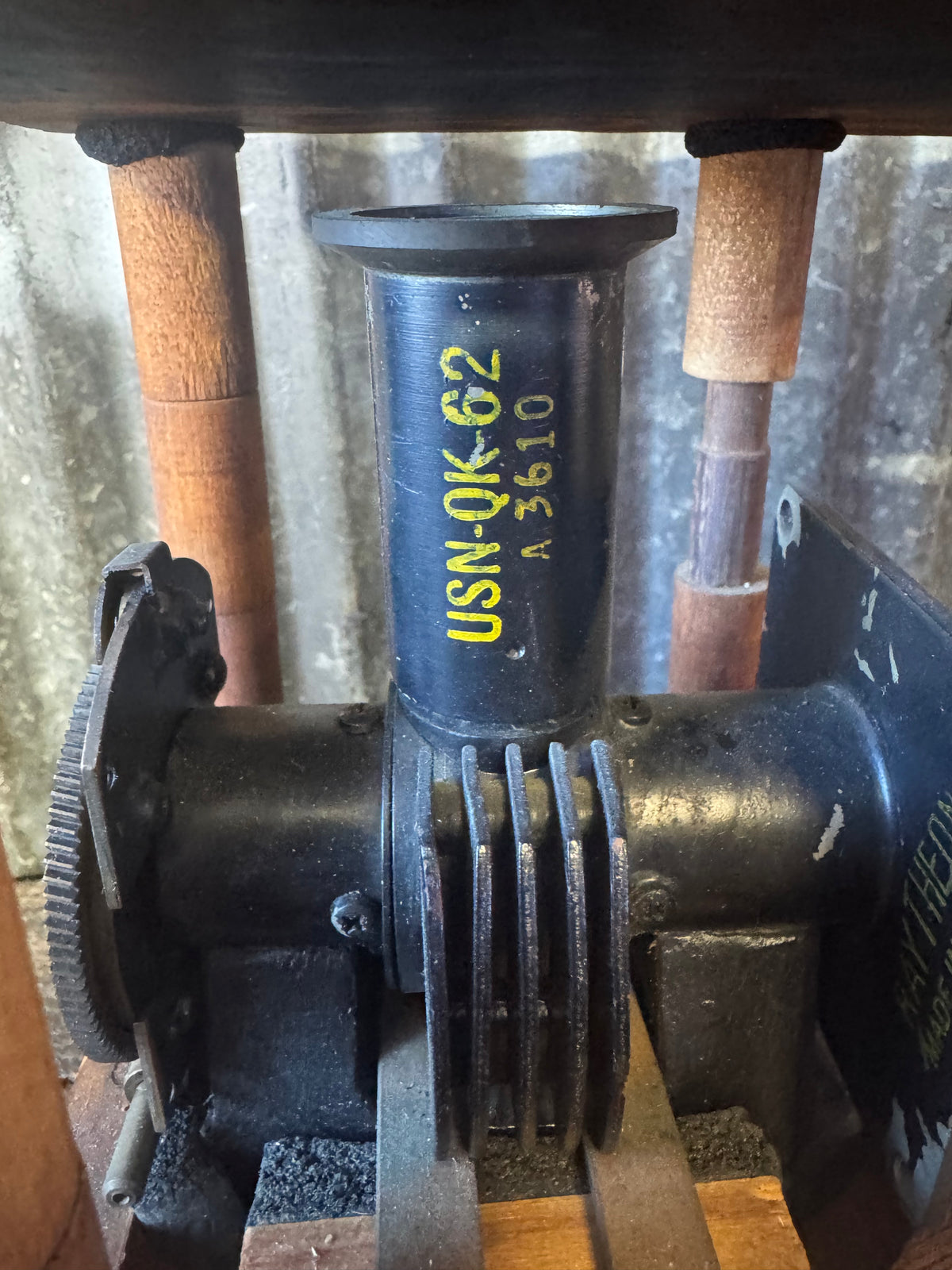 Vintage Raytheon USN QK-62 Radar Jamming Magnetron in Wooden Support Frame