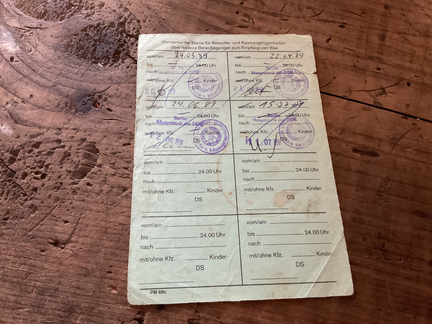 1989 East German DDR Multiple-Entry Visa Authorization-Berlin Travel Document-Final Year of the Berlin Wall