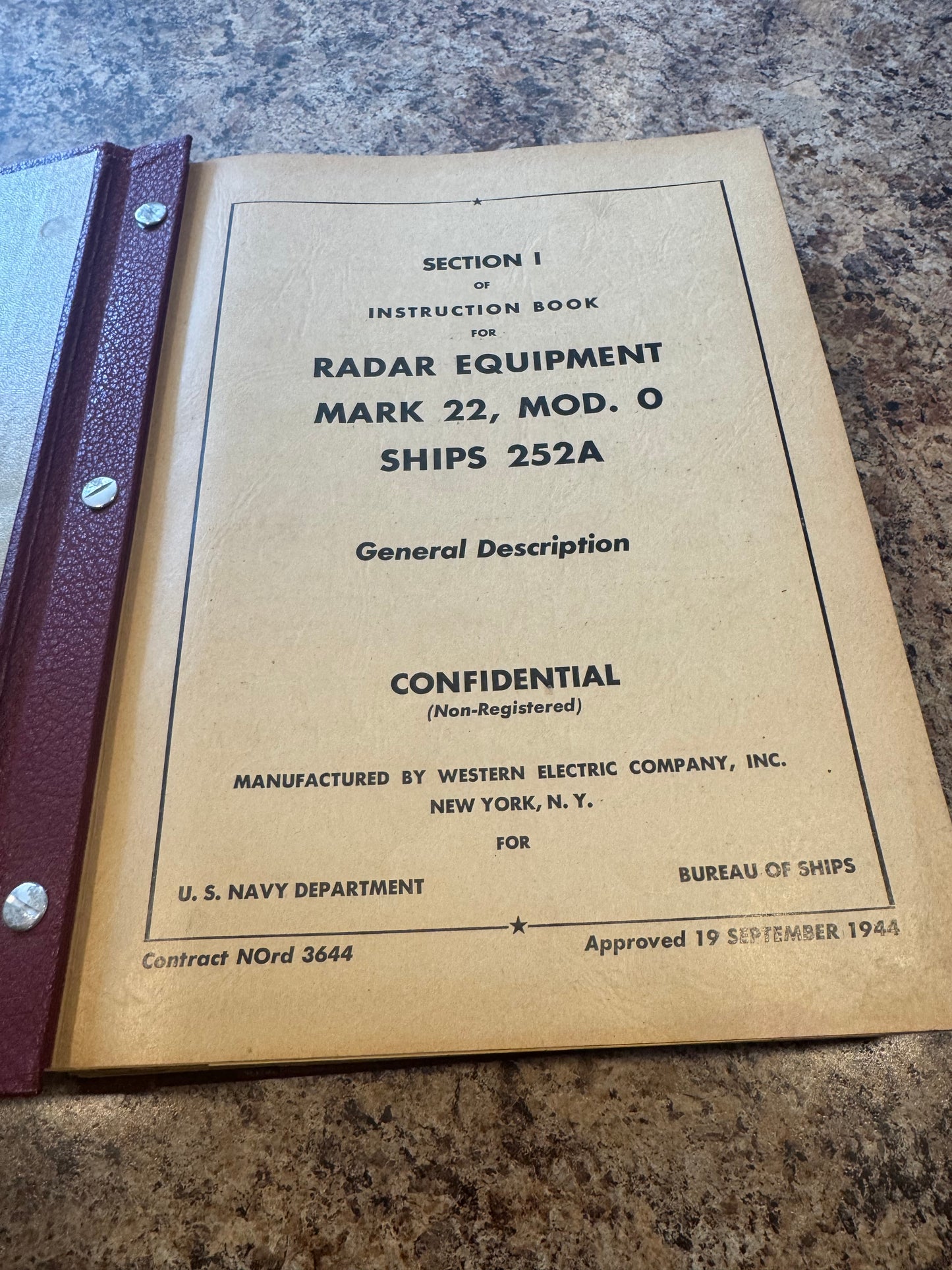 WWII U.S. Navy Radar Manual – Mark 22 Mod. 0 – 1944 – Western Electric