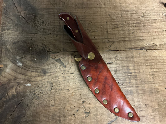 Buck Akonua Fixed Blade Hunting Knife w/ Original Leather Sheath-Made in the USA