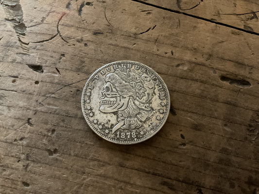 1878 Morgan Dollar Skull “Hobo Coin” Novelty Token-Skeleton Liberty Design