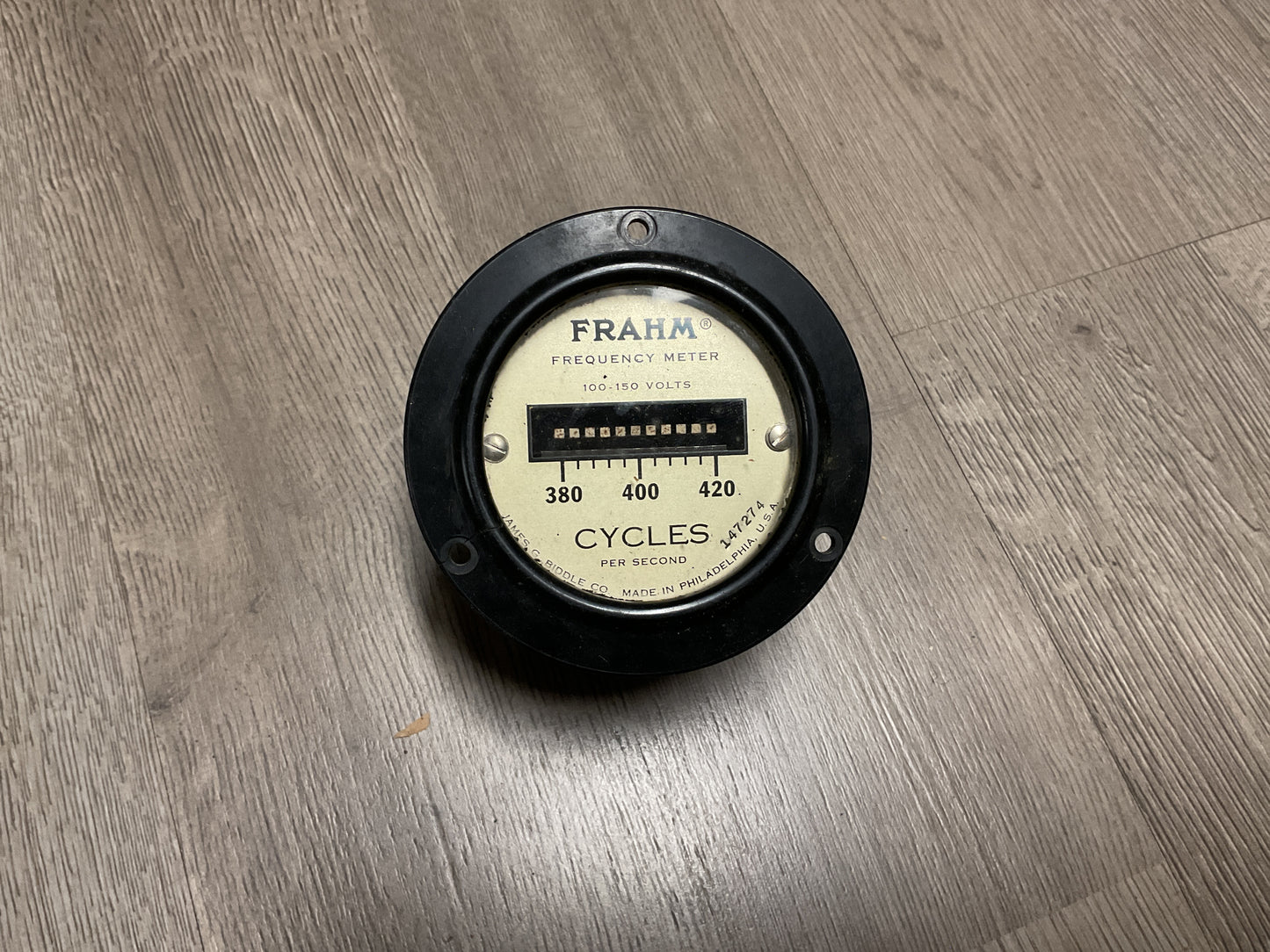 Vintage FRAHM Frequency Meter 380-420 Cycles-James Biddle Co. Philadelphia