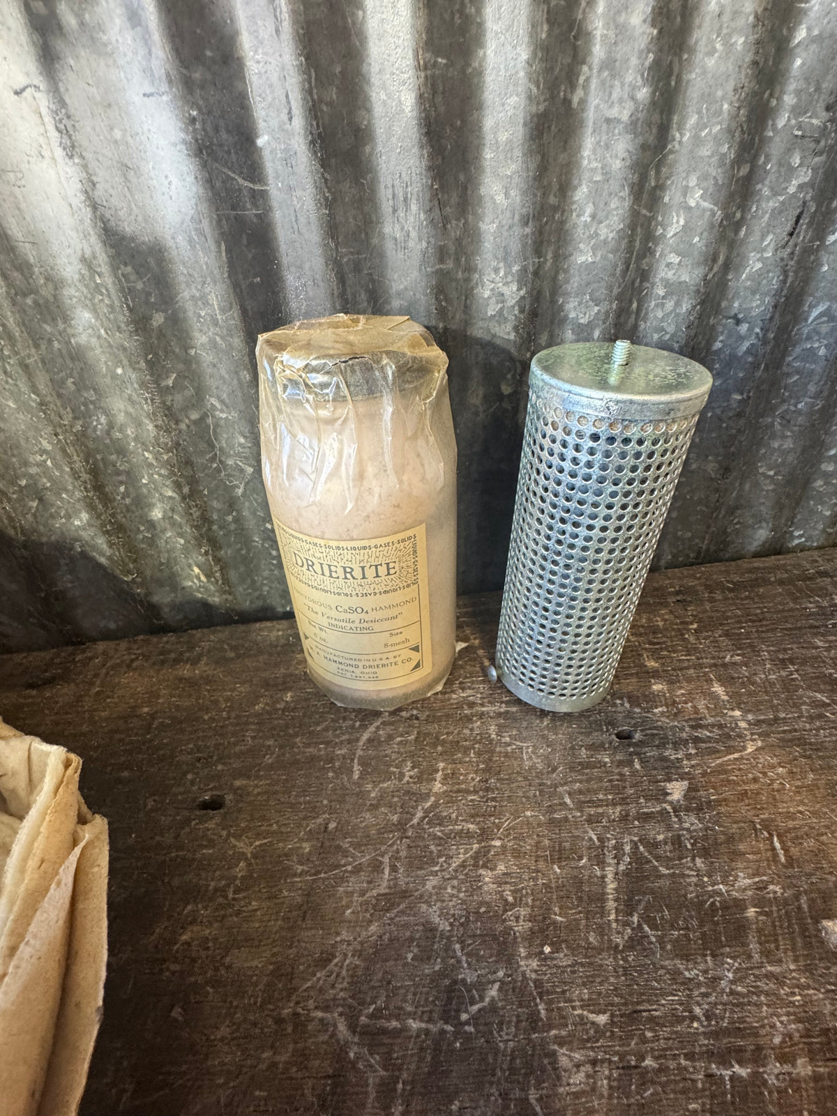 Vintage Drier Element with Drierite Desiccant Bottle & Labeled Box