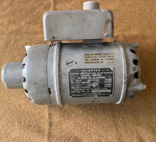 Holtzer-Cabot U.S. Army Aircraft Inverter Type MG-149F 24V DC to 115/26V AC WWII Aircraft Power Inverter