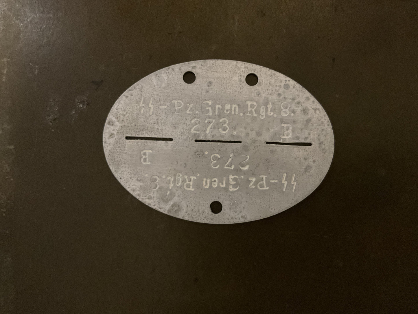 German WWII ID Tag P2 Gren RGT 8