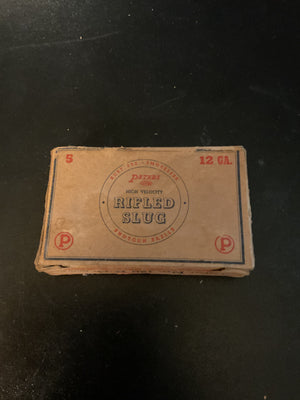 Vintage Peters High Velocity 12 Gauge Rifled Slug Shotgun Shells — Full Box of 5