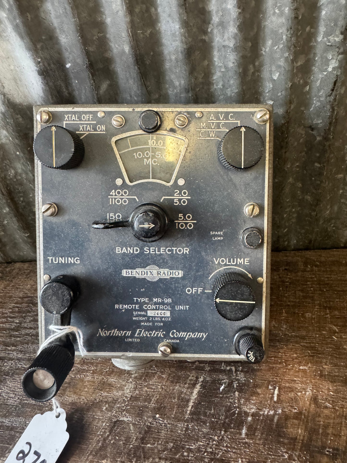 WWII Bendix MR-9B Remote Control Unit – Aircraft Radio Control Panel