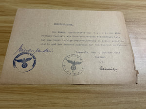 WWII German Pasewalk Post Office Document-French Foreign Laborer Guy Carre’-Bicycle Permit
