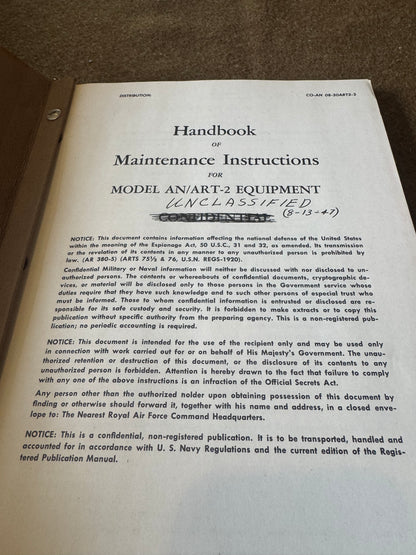 WWII AN/ART-2 Maintenance Handbook