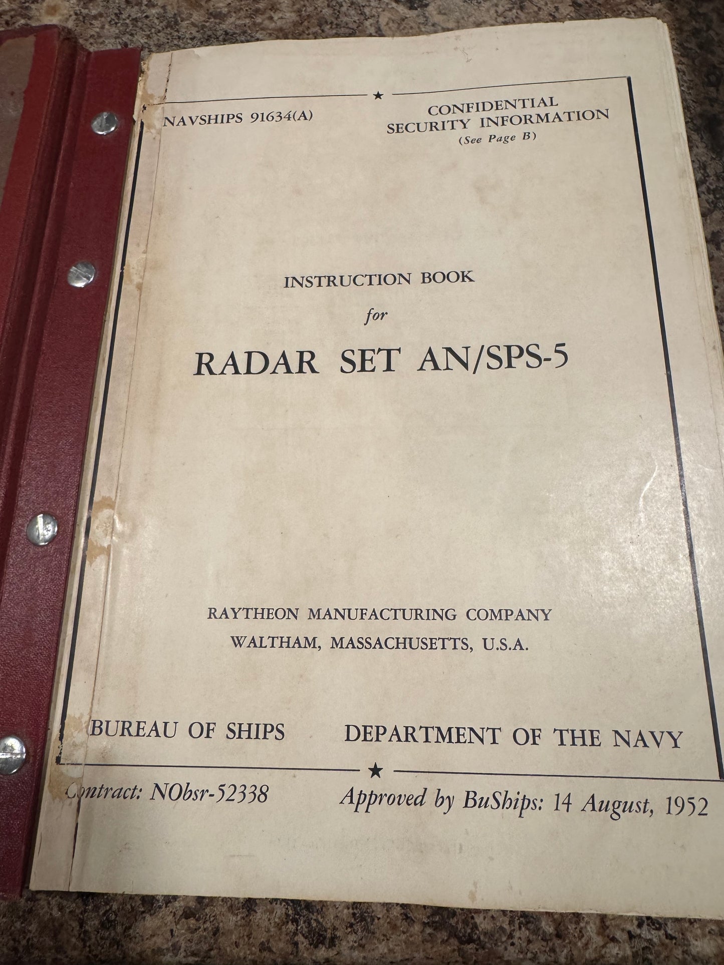 Cold War U.S. Navy Radar Set AN/SPS-5 Instruction Manual – NAVSHIPS 91634(A) – Raytheon