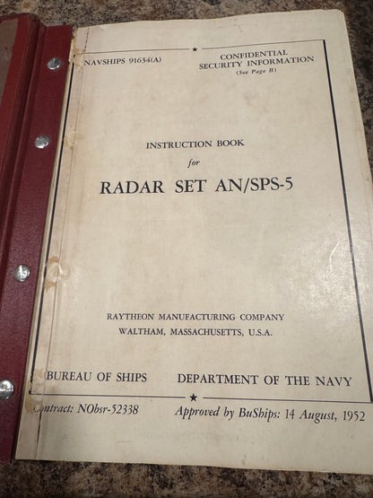 Cold War U.S. Navy Radar Set AN/SPS-5 Instruction Manual – NAVSHIPS 91634(A) – Raytheon
