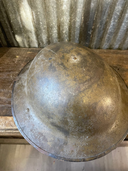 WWI British Brodie Mk I Steel Helmet – Named “P. Gilbert” – Original Liner