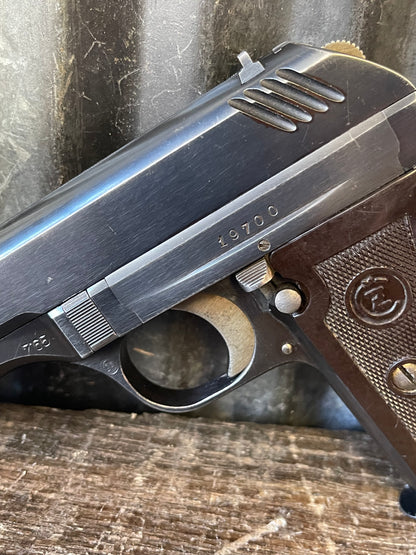 WWII German-Occupation CZ 27 / vz. 27 – DR Marked – Serial No. 19700 – Matching Numbers – Waffenamt Barrel – Original Holster, 2 Magazines & Two U.S. Bring-Back Certificates