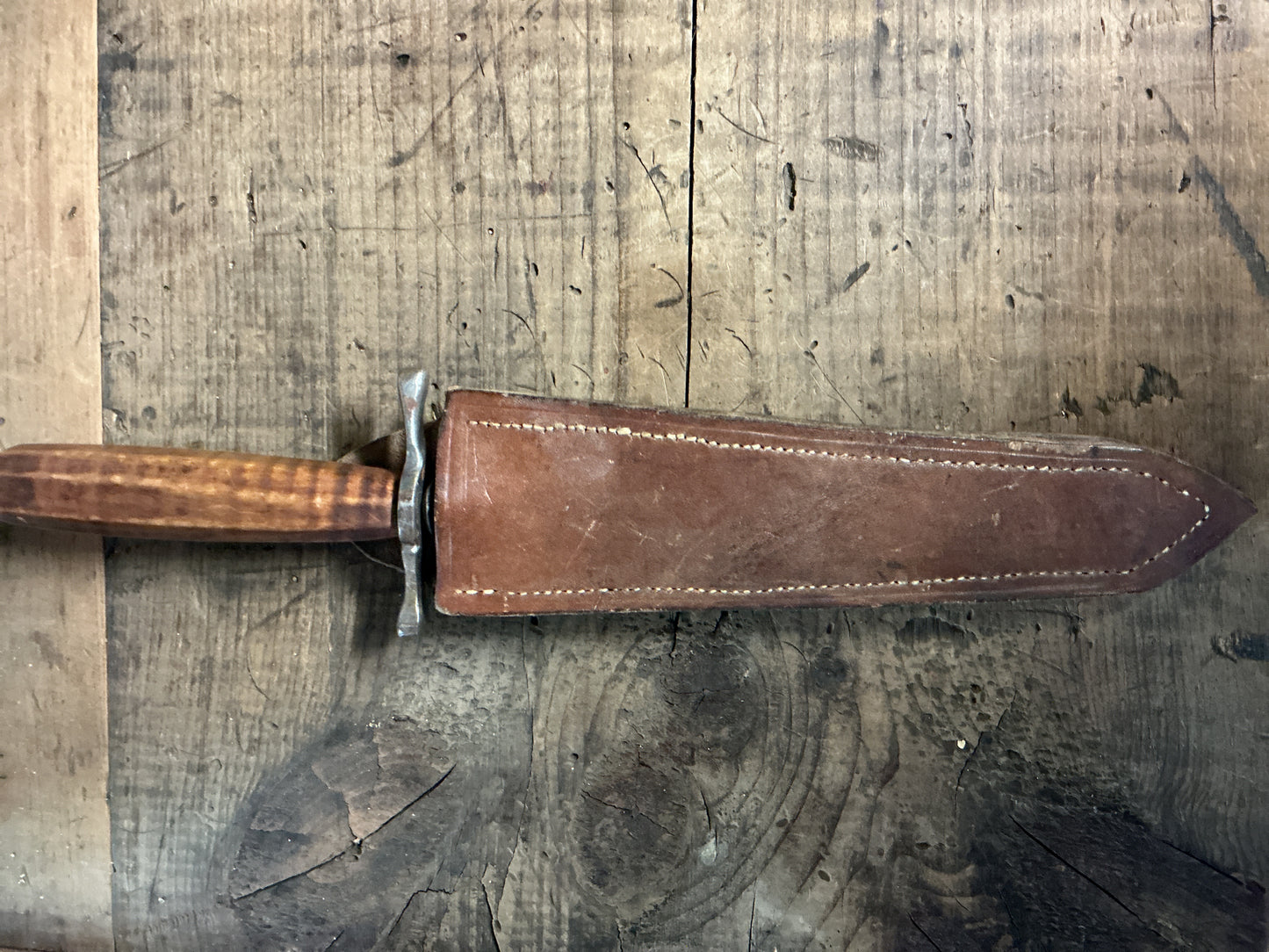 Vintage Handmade Bowie/Fighting Knife w/ Leather Sheath