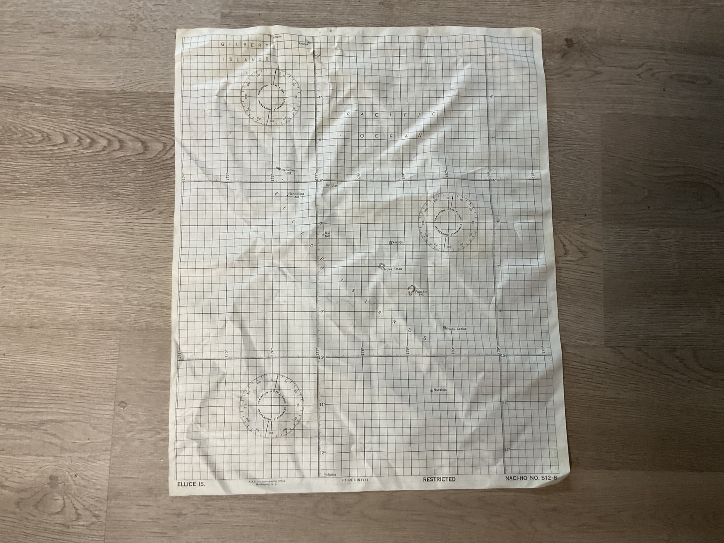 WWII Cloth Survivor Map for Pilot/Lifeboat