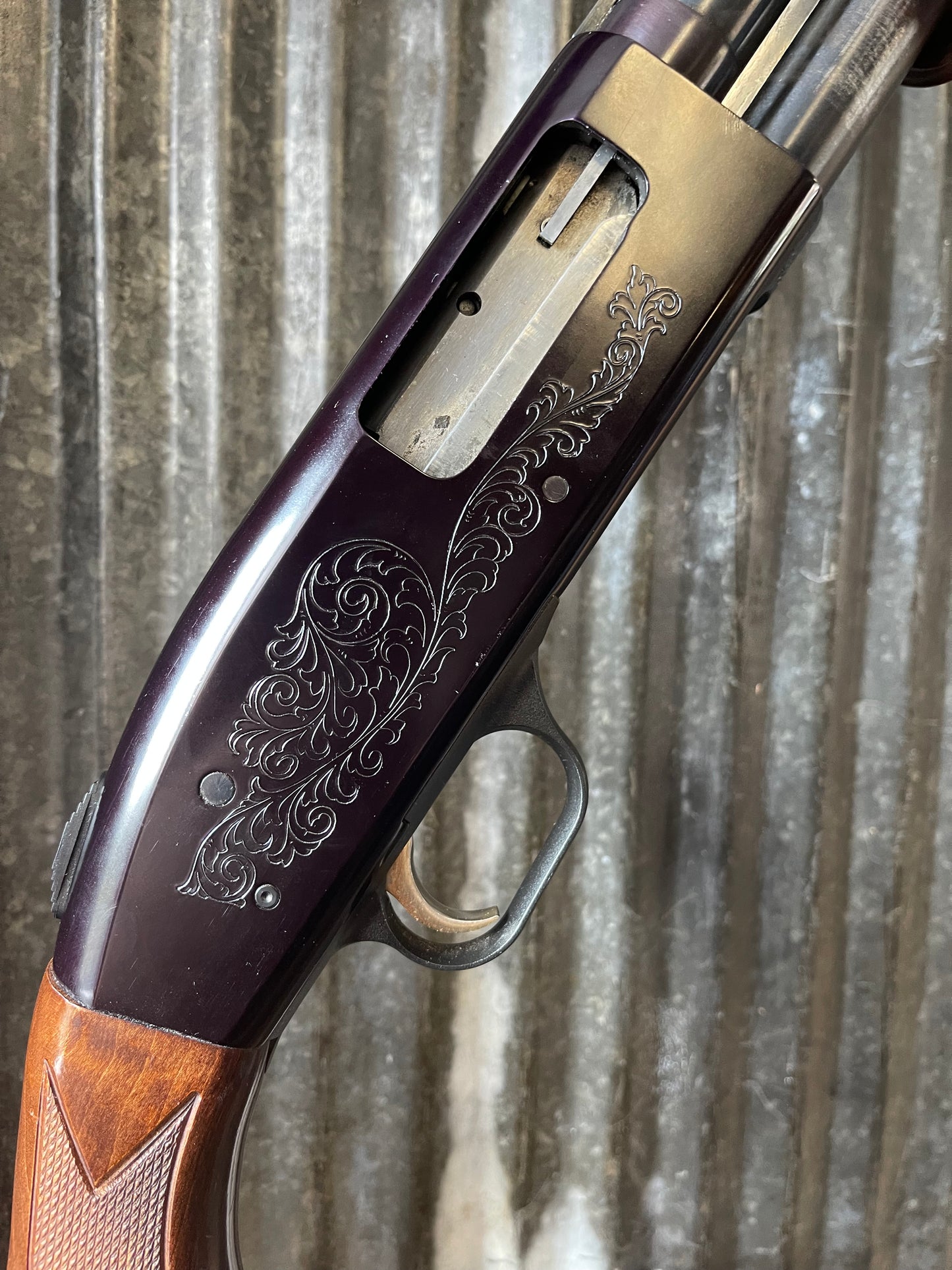 Mossberg Model 500 Engraved 12 Gauge Pump Shotgun – Gold Trigger – 28” Barrel