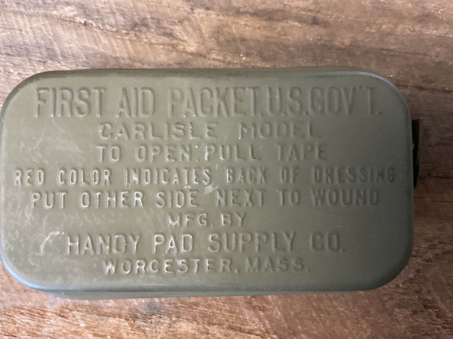 US Goverment First Aid Packet Carlisle Model June 1943 – Whiskey ...