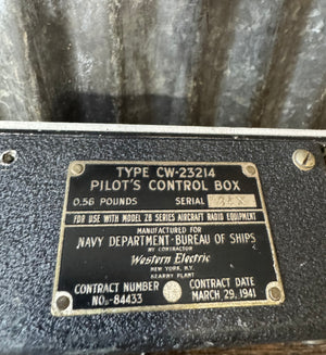 WWII Western Electric CW-23214 Pilot’s Control Box – ZB Series Aircraft Radio Equipment