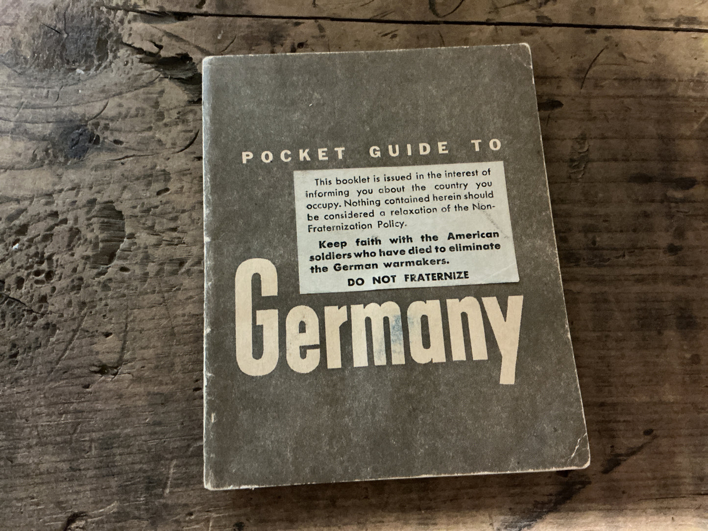 Original WWII U.S. Army Pocket Guide to Germany 1944 War Dept. Occupation Manual