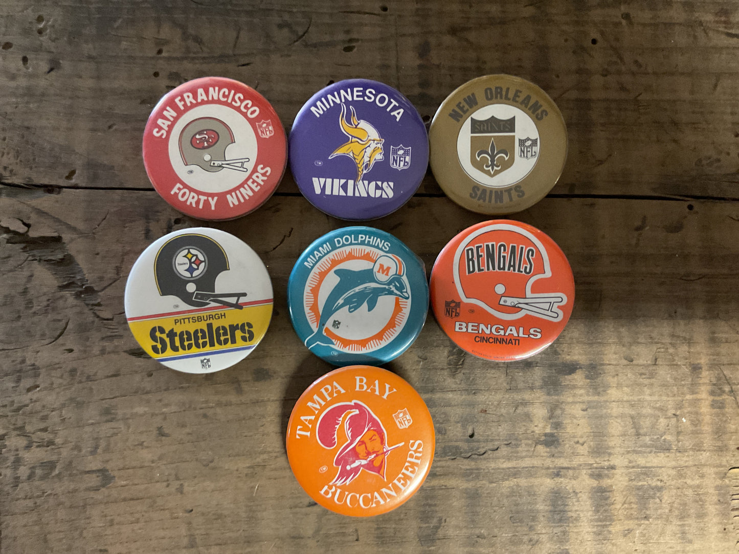 Vintage NFL Pinback Button Lot-(7)