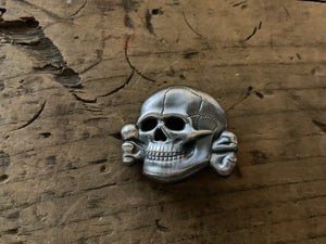 German SS Style Tokenkopf Skull Cap Insignia-RZM M1/52 Marked- Deschler Pattern