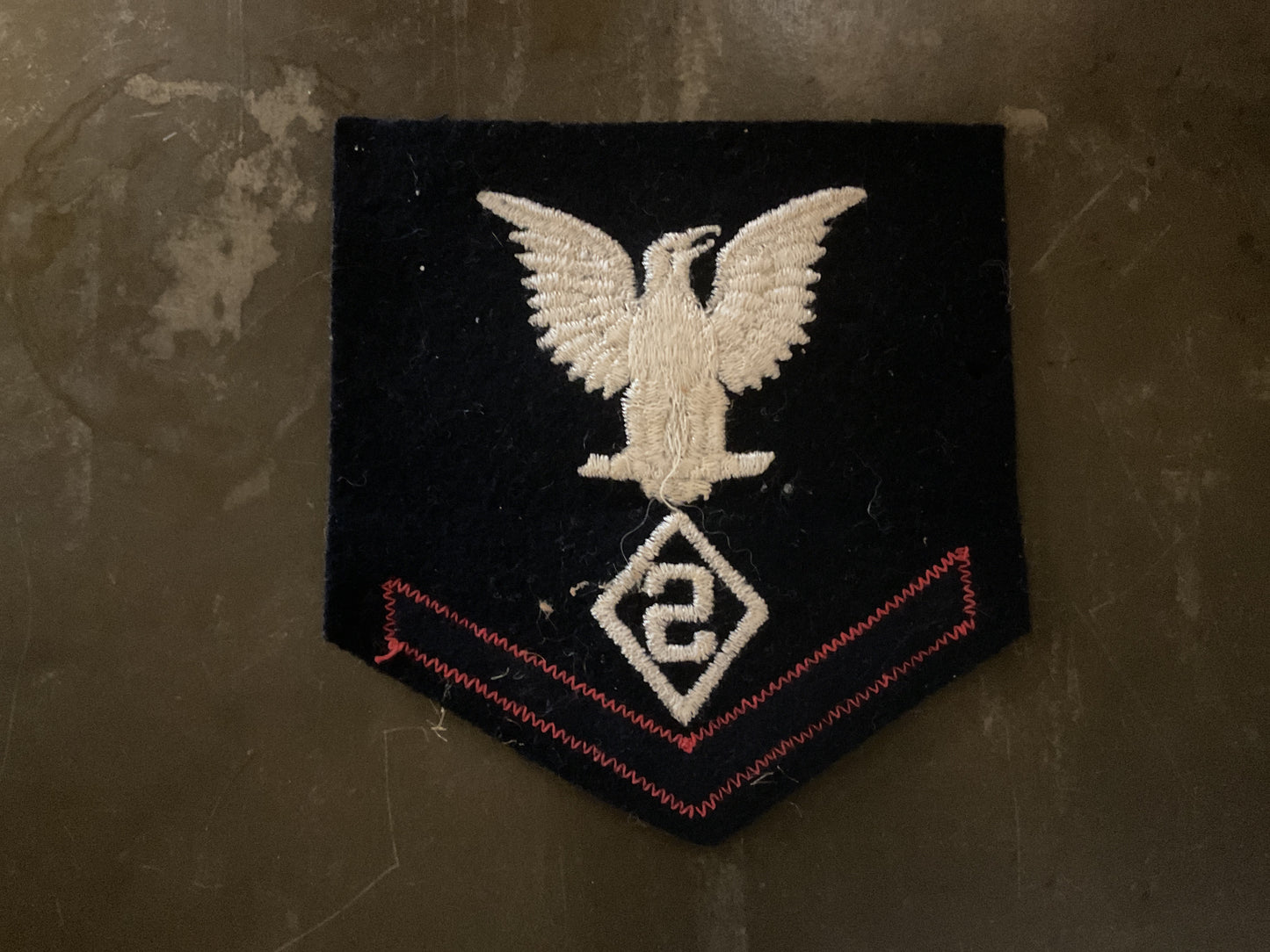 WWII US Navy Specialist 5 Rating Badge Patch Silver Eagle Chevron Original