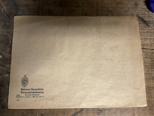 Original WWII German NSKOV Official Envelope-War Victims Care Organization