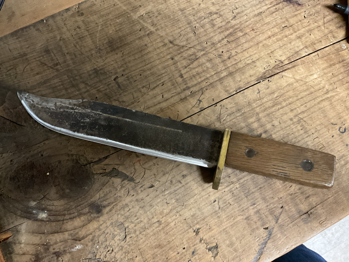 Large Handmade Bowie Knife-AFO Marked-Full Tang-Brass Guard