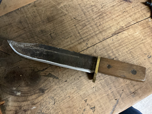 Large Handmade Bowie Knife-AFO Marked-Full Tang-Brass Guard