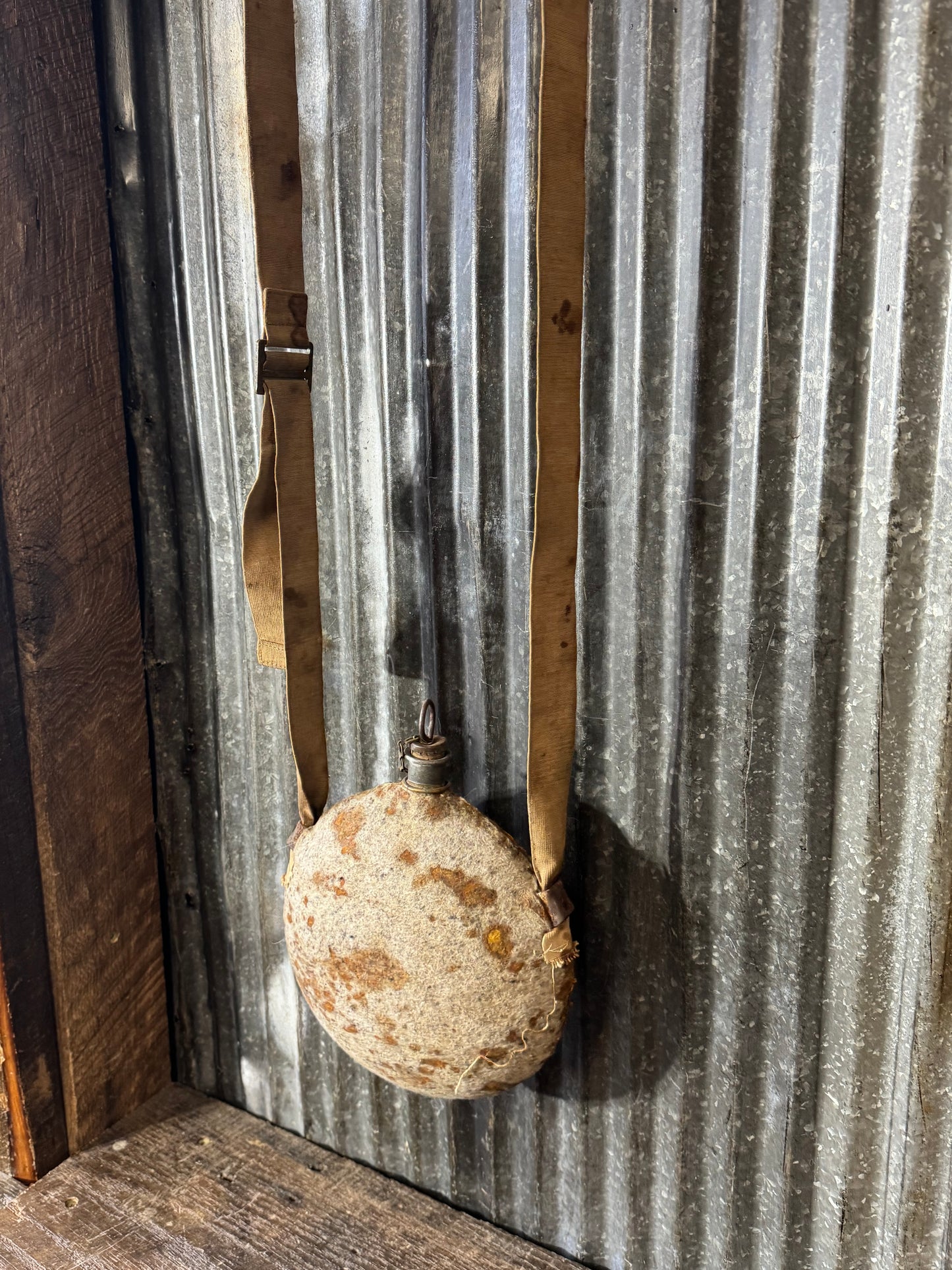 Original Spanish Civil War / Early WWII Wool Covered Canteen with Strap & Cork Stopper