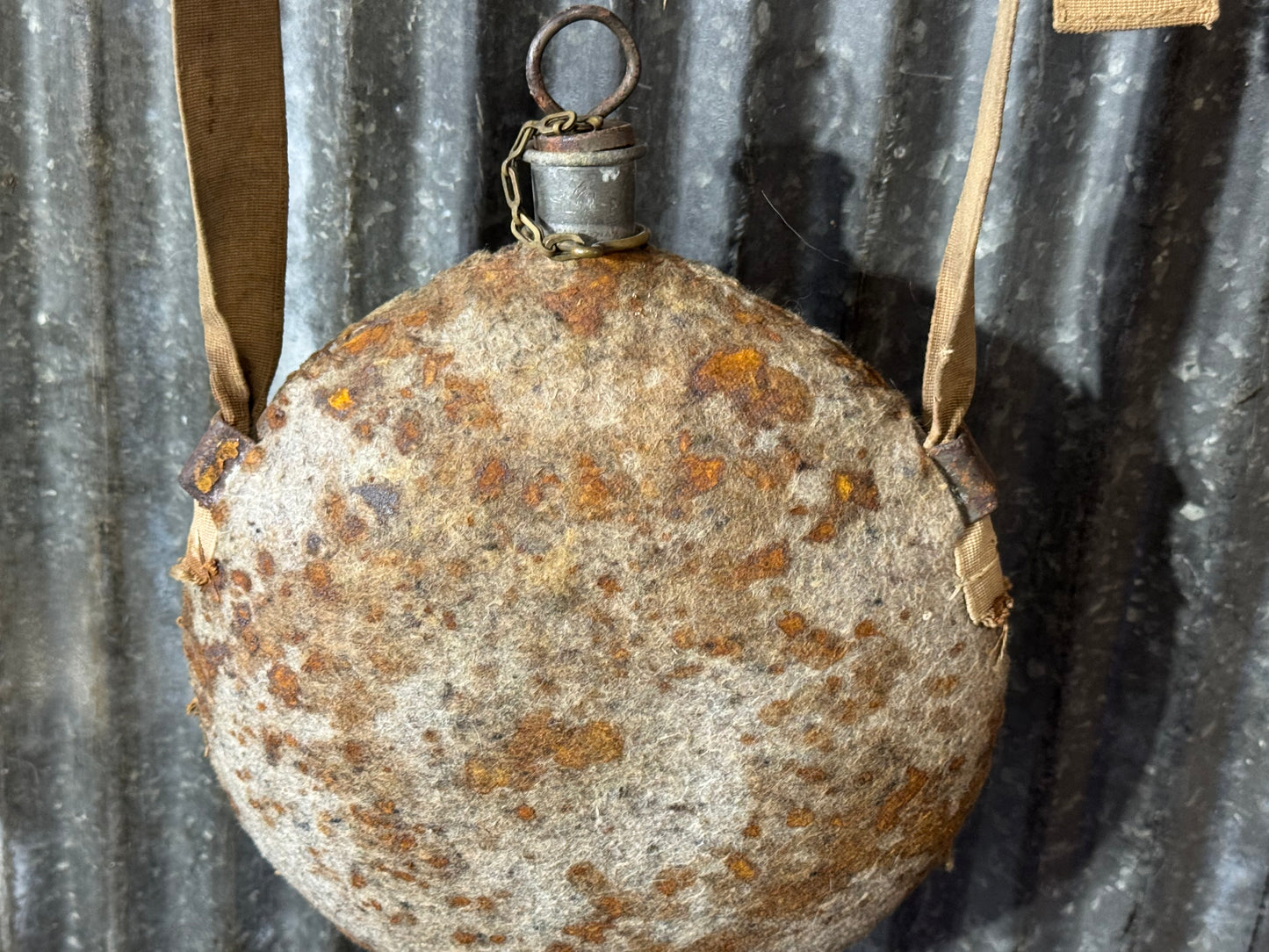 Original Spanish Civil War / Early WWII Wool Covered Canteen with Strap & Cork Stopper
