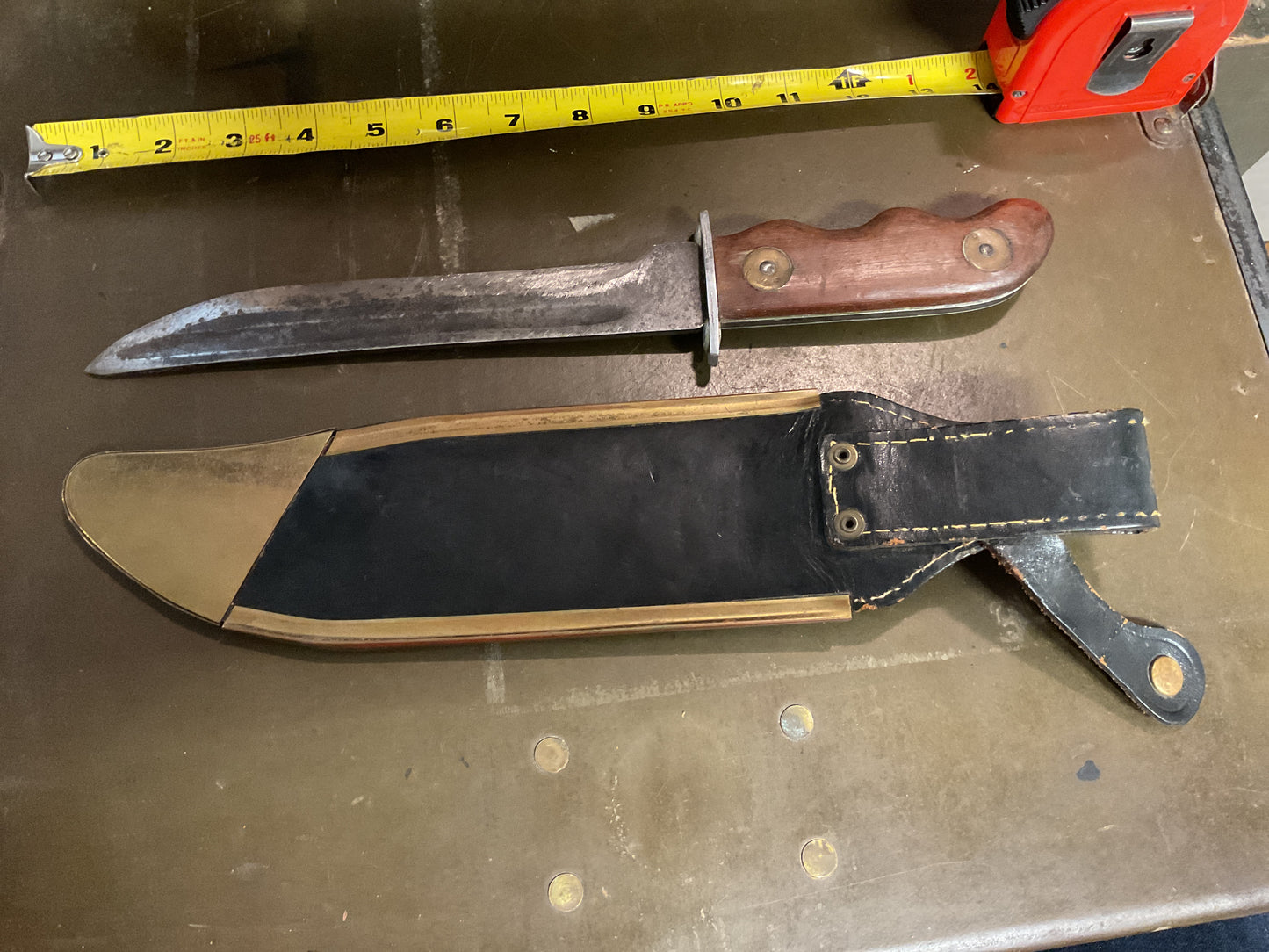 WWII Theatre Knife brown wooden handle