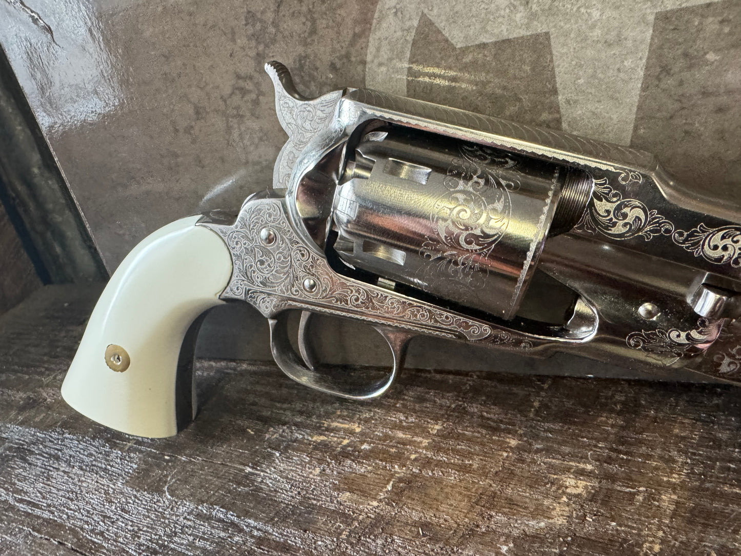 Pietta / Taylor’s Reproduction 1858 Remington- Nickel-Engraved