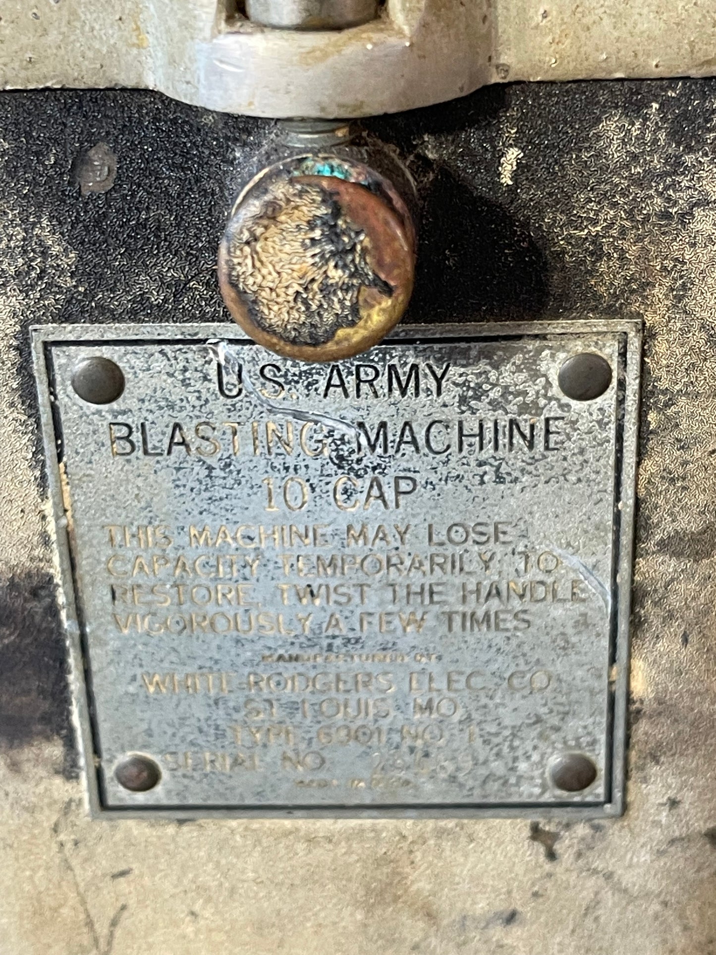 U.S. Army 10-Cap Blasting Machine – White-Rodgers Electric Co. – Military Demolition Equipment