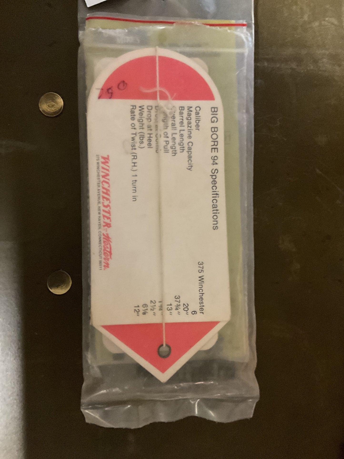 Winchester Hang tag