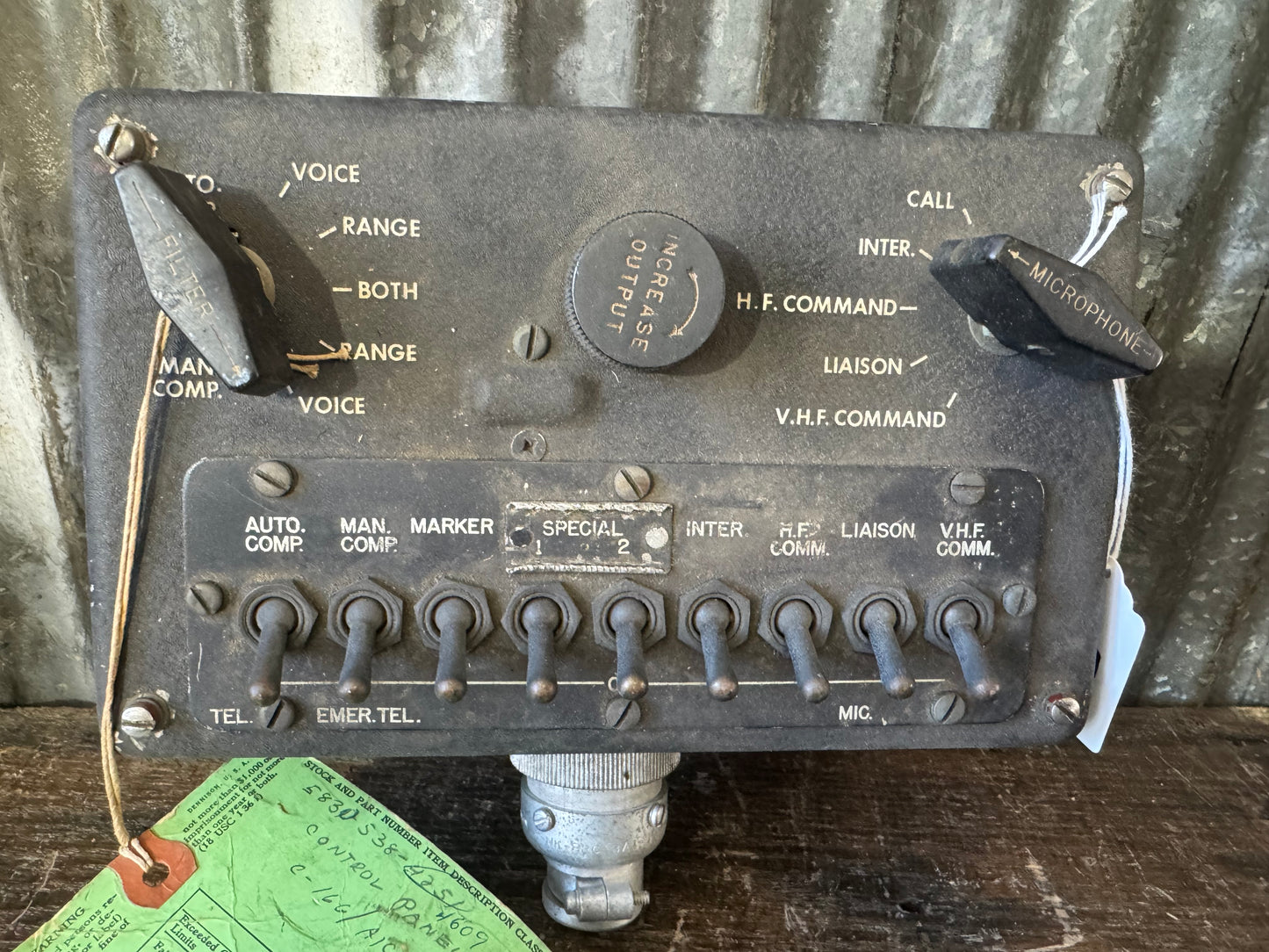 Original WWII-era C-166/AIC-3 Aircraft Interphone Control Panel by Allied Aircraft Co.