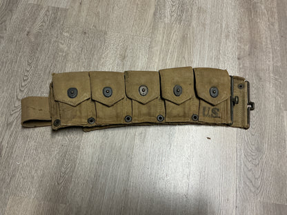 Original WWII U.S. Army M1923 Garand Cartridge Belt- Hinson & Mgf. Co.-Dated 1943