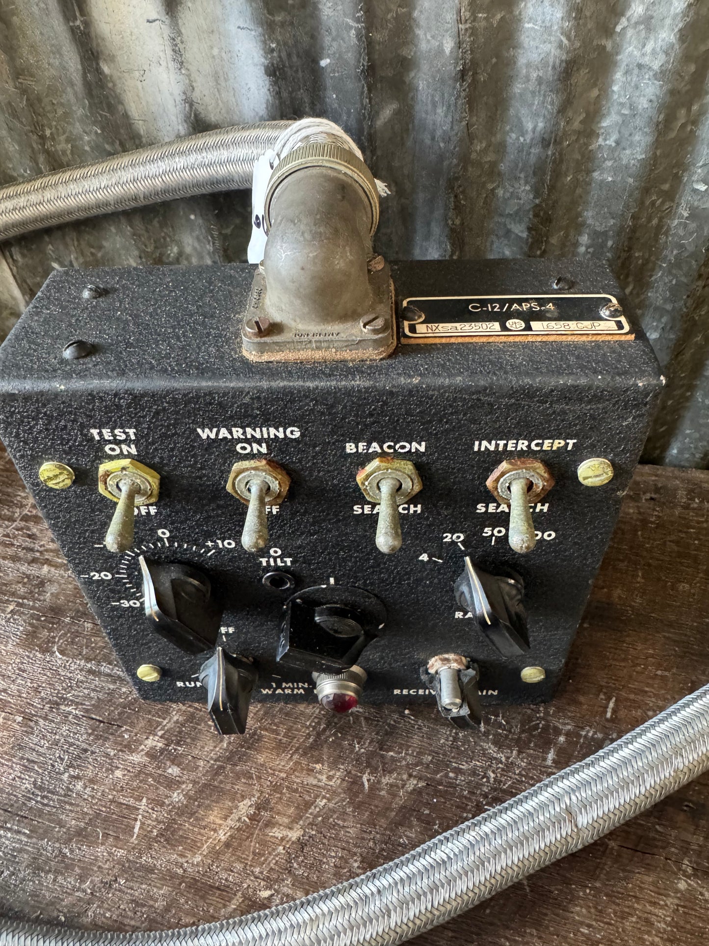 WWII U.S. Aircraft Radar Control Unit C-12/APS-4 w/ Original Shielded Cable & Connector