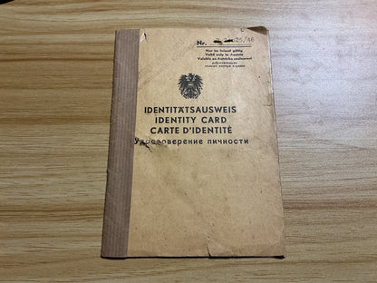 1946 Austrian Allied Occupation Identity Card-Vienna-Named “Irma Novak”-WWII Era ID