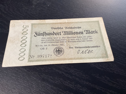 German 500 Million Mark Banknote 1923
