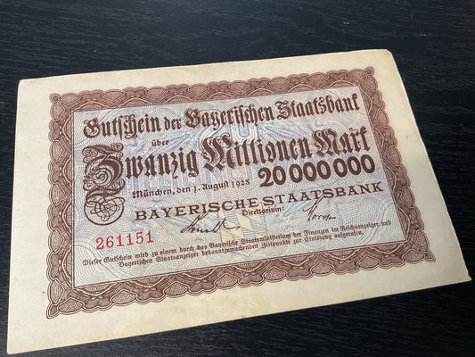 German 20 Million Mark Note 1923
