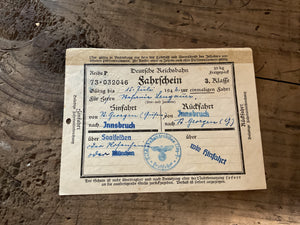 Original WWII German Deutsche Reichsbahn Travel Pass-1942