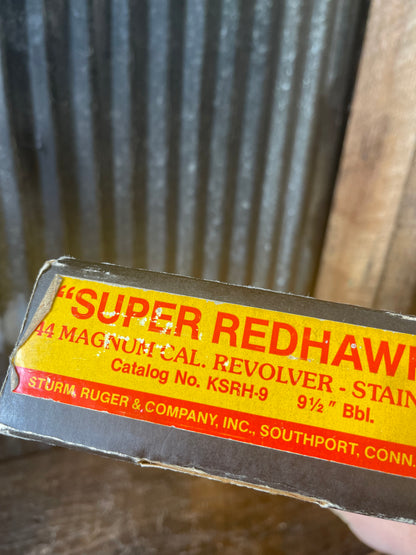Ruger Super Redhawk .44 Magnum 9.5” Stainless Revolver Package – Leupold M8 Scope, Box & Holsters