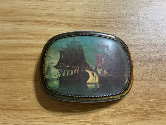 Vintage Nautical Sailing Ship Belt Buckle