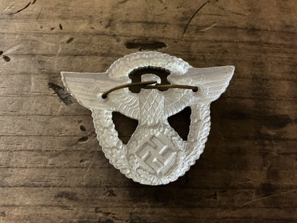 Repro WWII German Police Pattern Visor Cap Eagle & Wreath Insignia-Aluminum Polizei Cap Badge