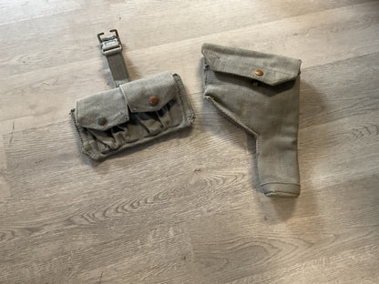 WWII British NCO Web Canvas Holster for Webly Revolver Pistol & WWII P37 RAAF Ammo Pouch